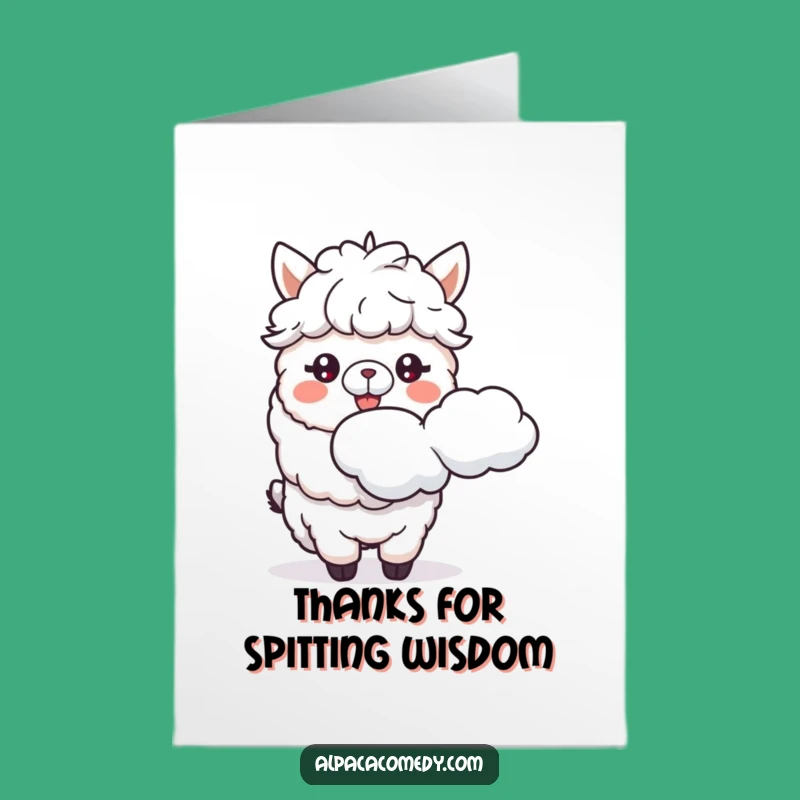 Free Printable Thank You Alpaca Card: Spit Thanks with Fluffy Humor!