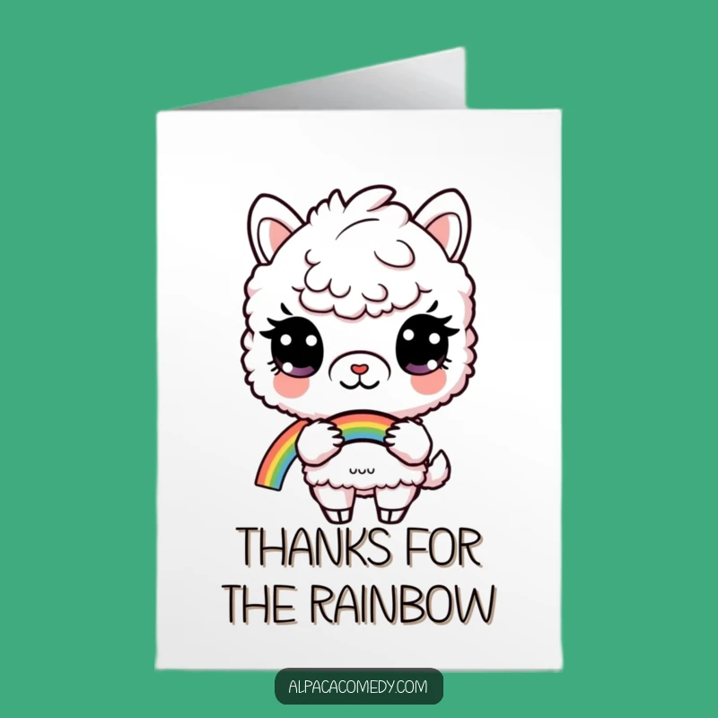 Free Printable Rainbow Alpaca Thank You Card: Colorful Gratitude from Curious Eyes!