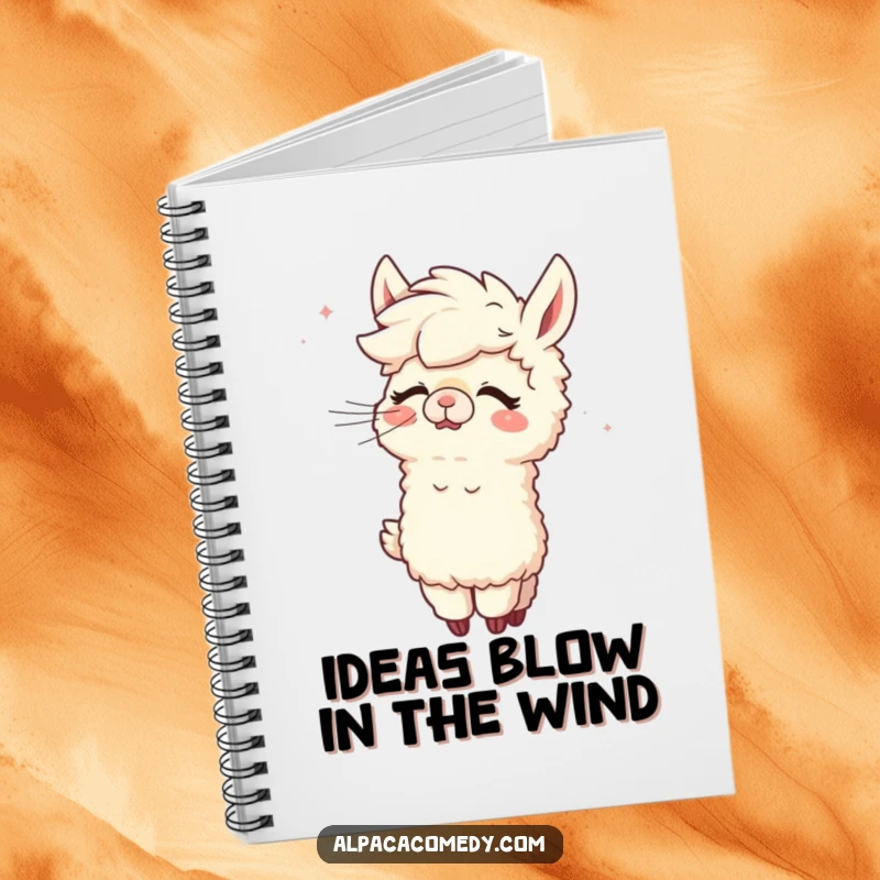 Funny Alpaca Notebook: An alpaca character giggling joyfully as the wind playfully grooms its fluffy coat.