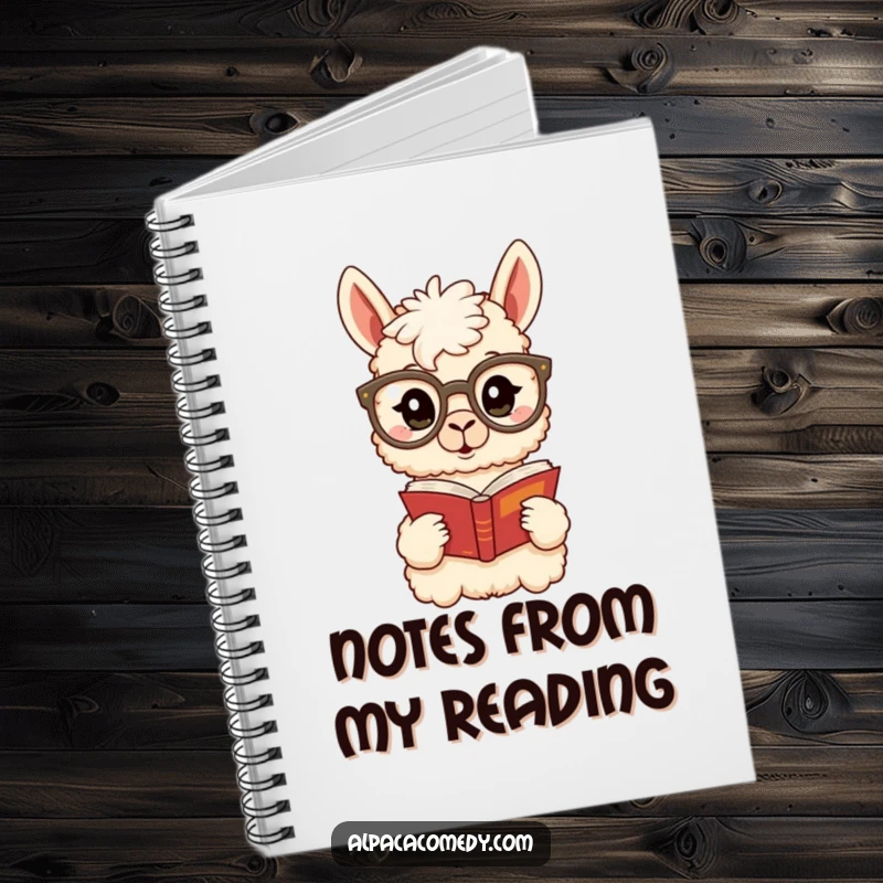 Funny Alpaca Notebook: A surprised alpaca in oversized spectacles reads a book, inspiring intellectual thoughts and written ideas.