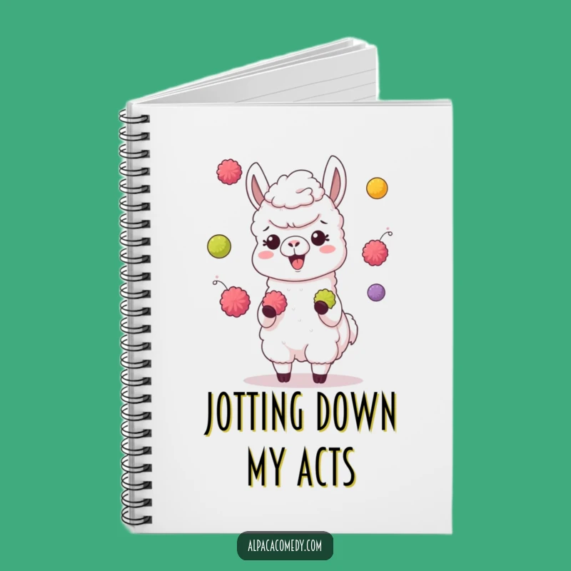 Funny Juggling Alpaca Notebook: Giggling Character, Colorful Pompoms, Creative Gift