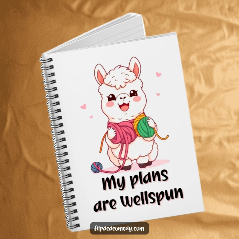 Funny Notebook: Sweet kawaii alpaca sharing colorful yarn, ready to help you jot down collaborative ideas and plans.
