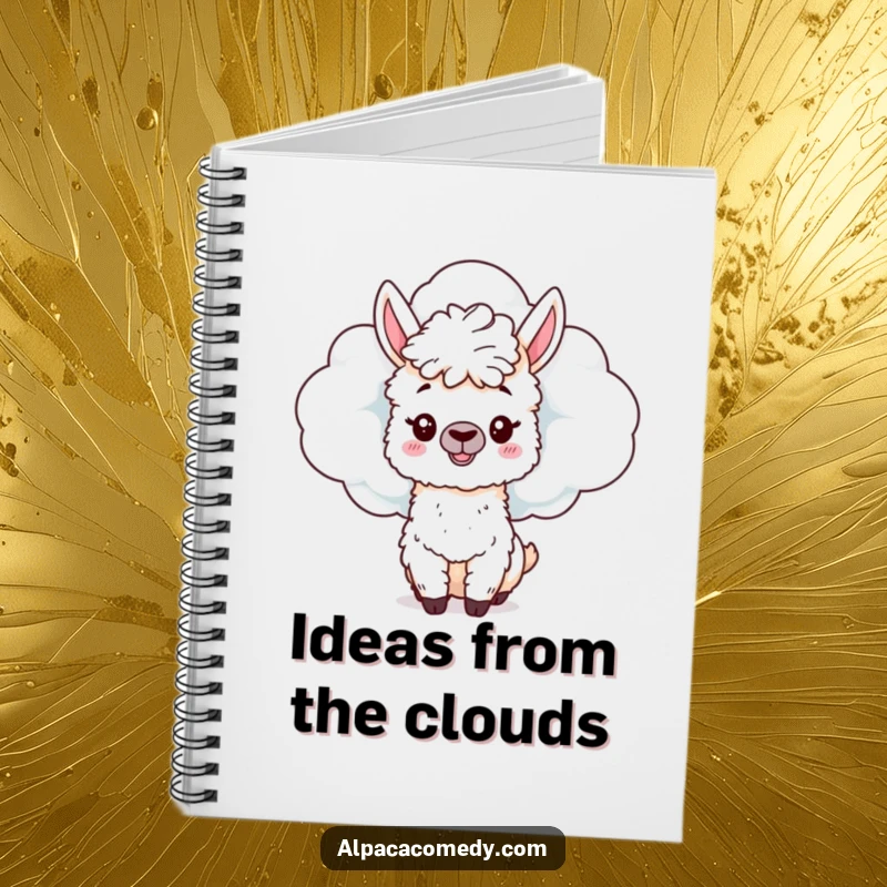 Funny Alpaca Notebook: A mischievous alpaca hides behind a cloud, peeking out, inspiring playful notes and creative ideas.