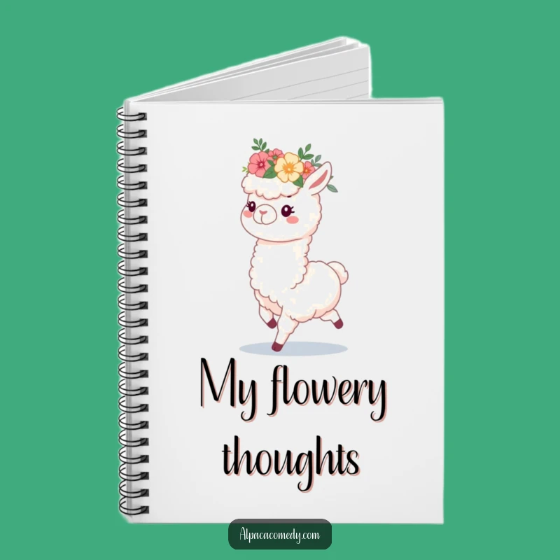 Funny Alpaca Flower Crown Notebook, Creative Prancing Alpaca Journal Gift for Her
