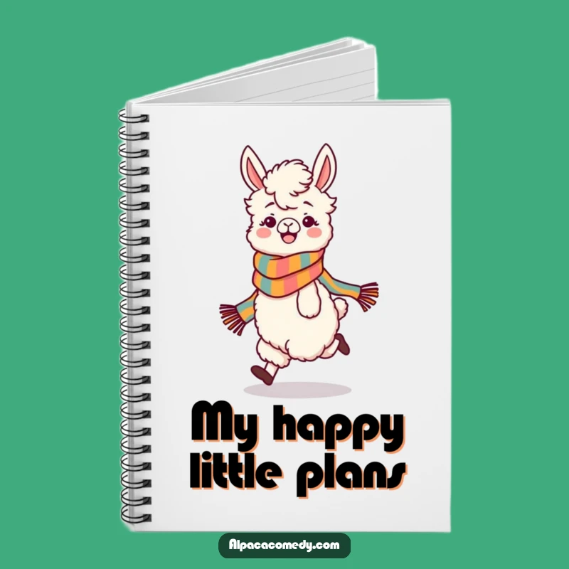 Funny Skipping Alpaca Notebook: Playful Character, Colorful Scarf, Creative Gift