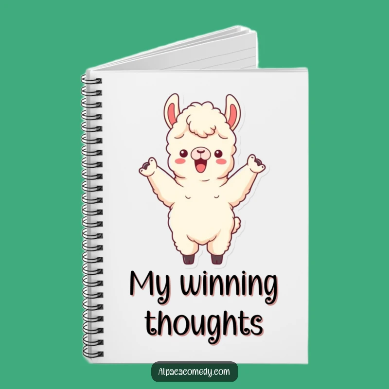 Funny Cheering Alpaca Notebook - Victorious Llama Character Journal