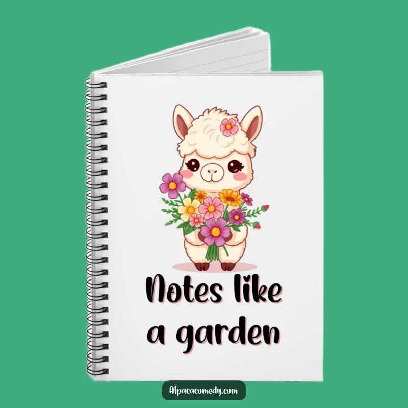 Funny Smiling Alpaca Notebook - Flower Bouquet Journal