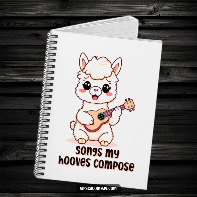 Funny Alpaca Notebook: A happy alpaca plays a ukulele, inspiring musical ideas and creative notes within its pages.