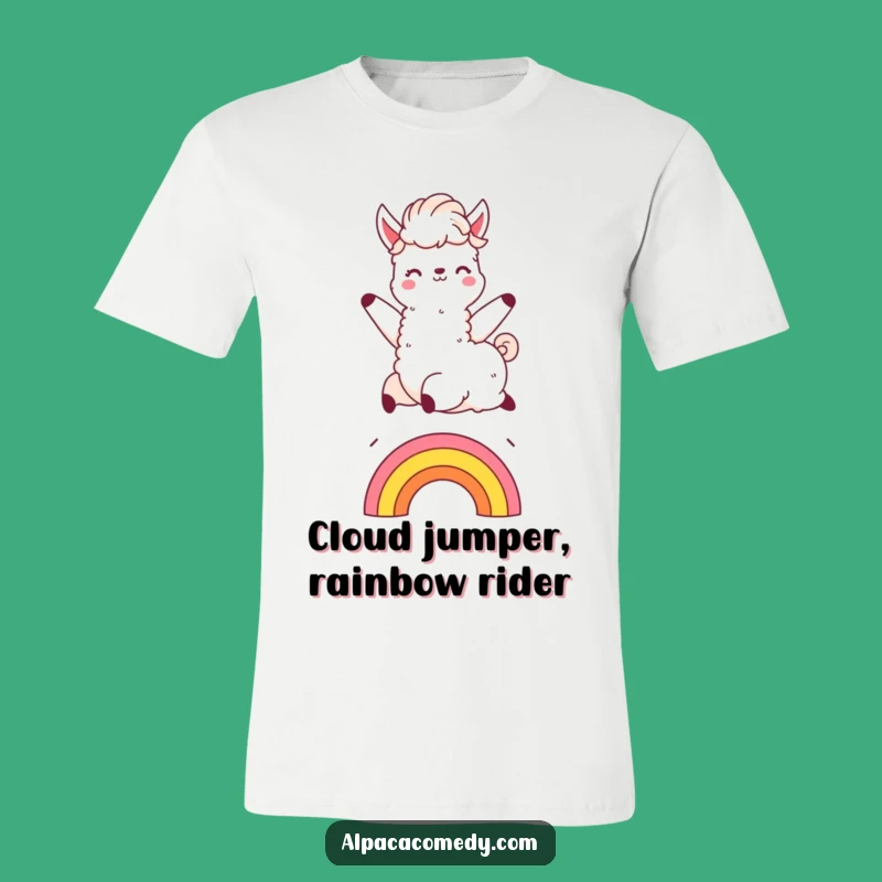 Funny Kawaii Alpaca Rainbow Leap T-Shirt - Hilarious & Cute Gift!