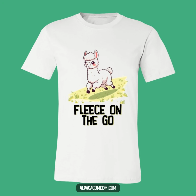 Funny Galloping Alpaca T-Shirt - Windblown Fleece Running Graphic Tee