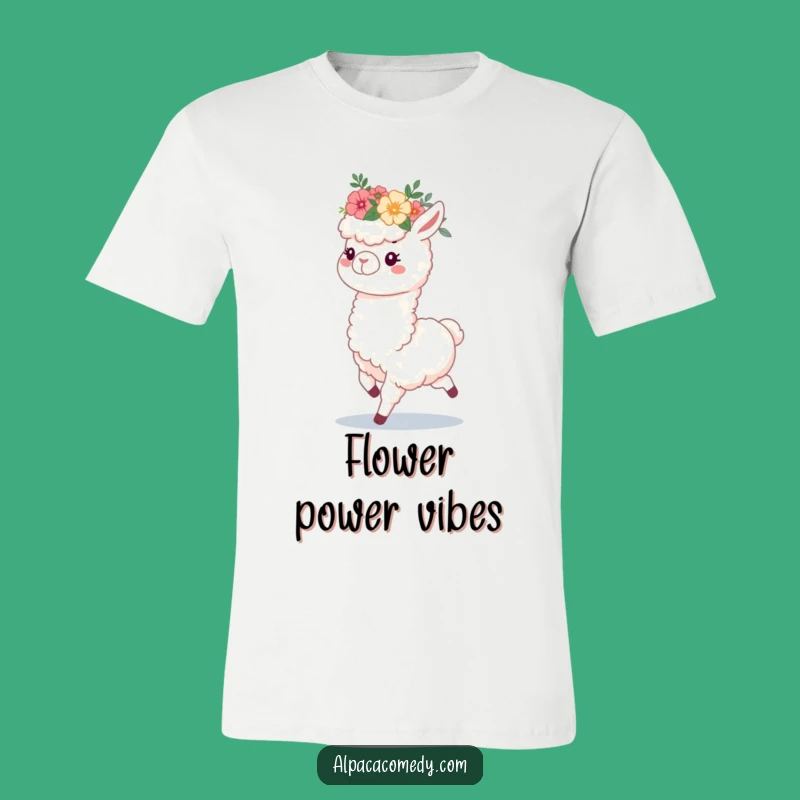 Funny Alpaca Flower Crown T-Shirt, Hilarious Prancing Alpaca Design for Gift
