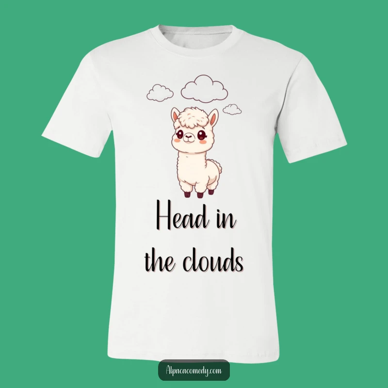 Funny Alpaca Cloud Gazing T-Shirt - Comedic Pondering Alpaca Tee