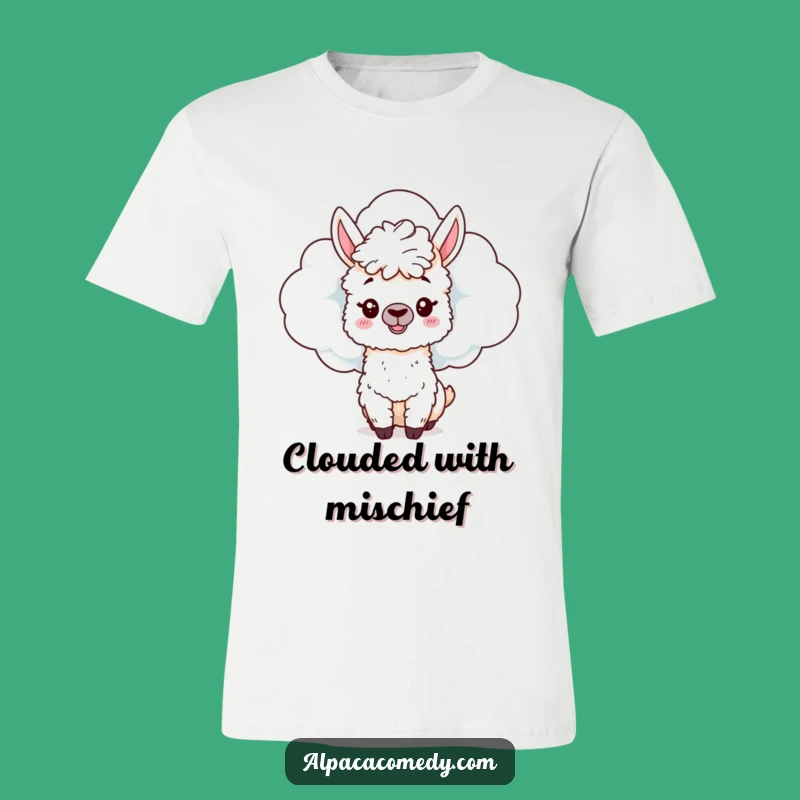 Funny Alpaca Cloud Peek T-Shirt - Mischievous Fun Gift Tee
