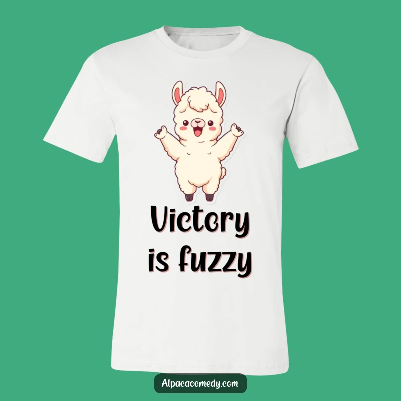 Funny Cheering Alpaca T-Shirt - Victorious Llama Character Tee
