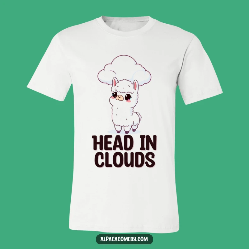 Funny Curious Alpaca Cloud T-Shirt: Whimsical Wonder Gift for Dreamers