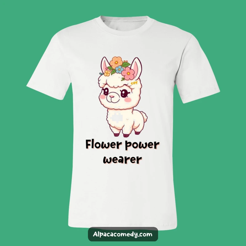 Funny Flower Crown Alpaca T-Shirt: Cute Alpaca Tee, Perfect Funny Gift
