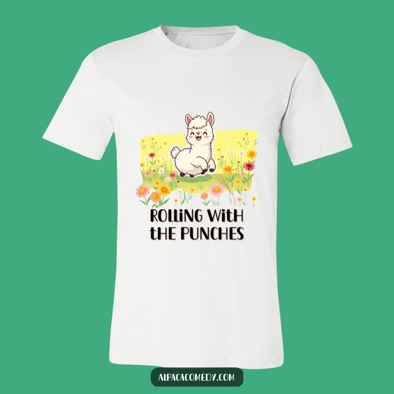 Funny Joyful Alpaca T-Shirt - Delightful Wildflower Meadow Tee Gift