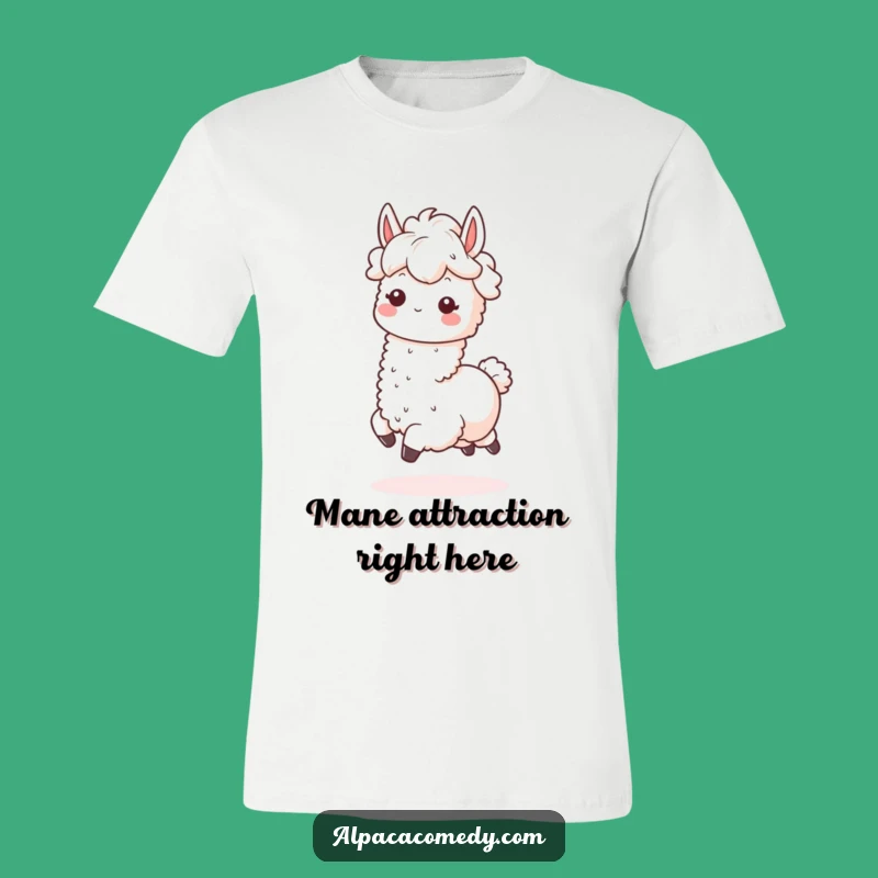 Funny Kawaii Alpaca Prancing T-Shirt, Fluffy Mane Tee, Adorable Cute Animal Funny Gift