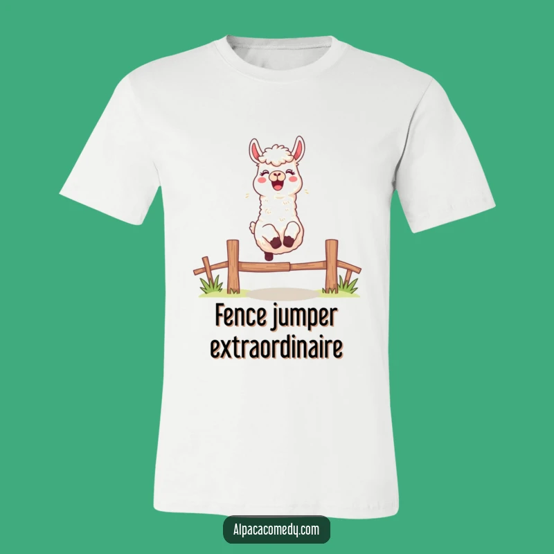 Funny Leaping Alpaca T-Shirt: Excited Character, Cheerful Bleat, Hilarious Gift