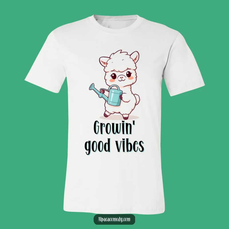 Funny Watering Alpaca T-Shirt - Caring Llama Character Tee
