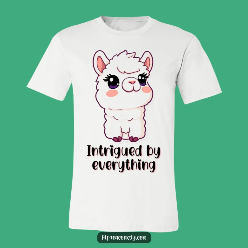 Funny Kawaii Alpaca Curiosity T-Shirt, Upward Gaze Tee, Adorable Cute Animal Funny Gift