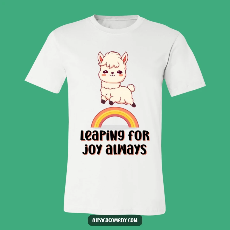Funny Kawaii Alpaca Rainbow Leap T-Shirt: Wear Your Joyful Spirit!