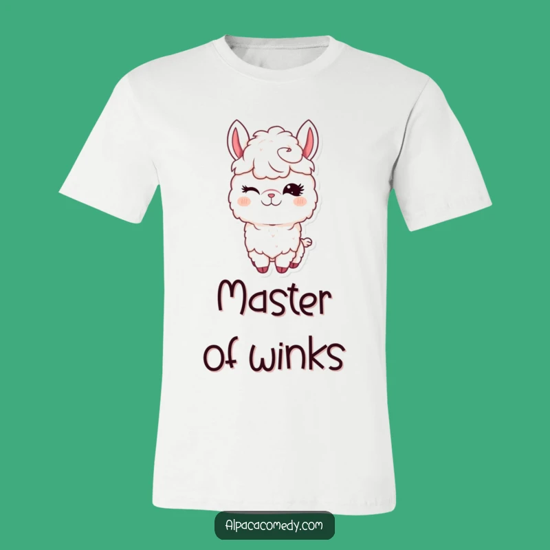 Funny Kawaii Alpaca Winking T-Shirt, Long Eyelashes Tee, Adorable Cute Animal Funny Gift