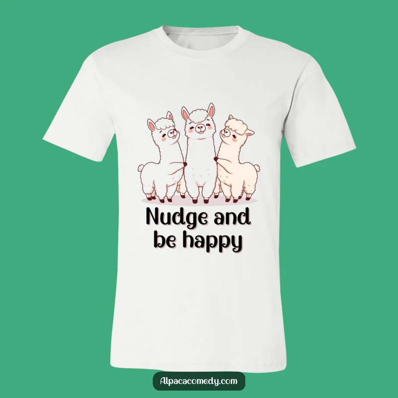 Funny Alpaca Nudge T-Shirt, Playful Group Alpaca Gift for Her