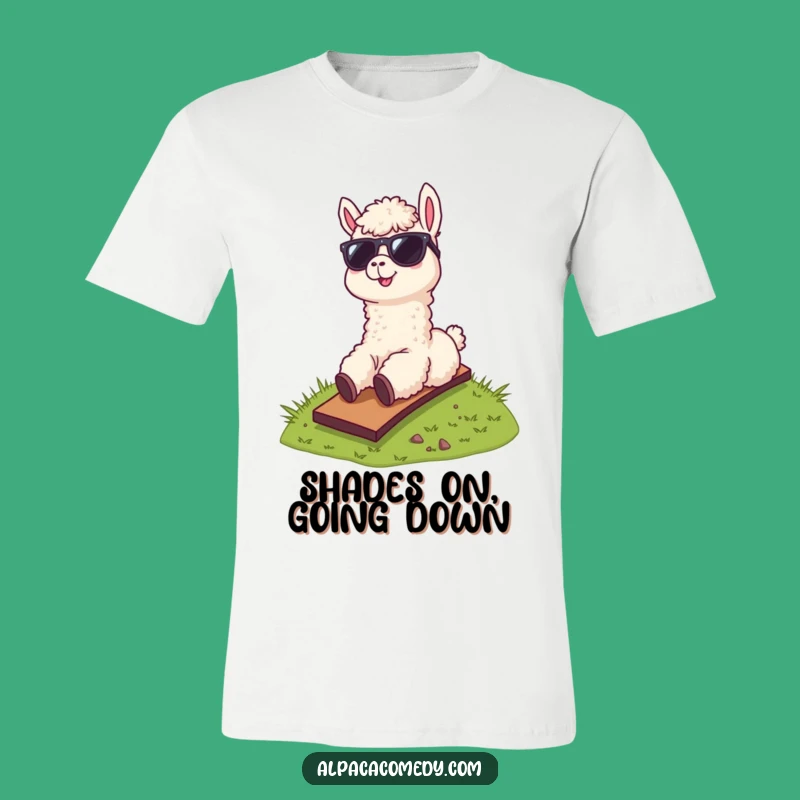 Funny Alpaca Sunglasses T-Shirt, Cool Hill Sliding Alpaca Gift