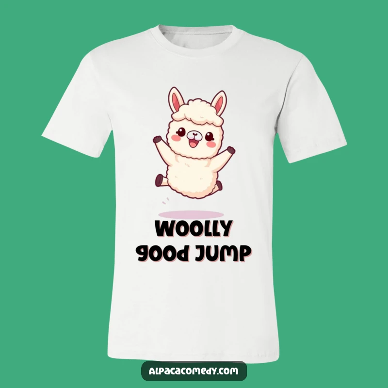 Funny Kawaii Alpaca Leaping T-Shirt, Woolly Legs Joy Tee, Adorable Cute Animal Funny Gift