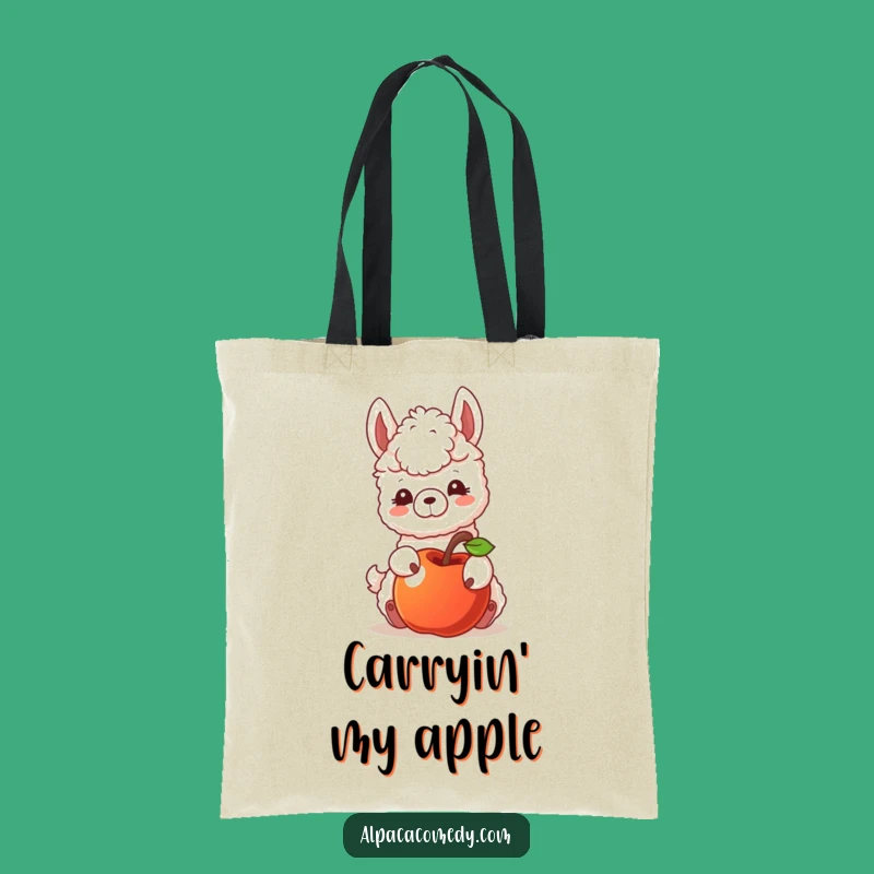 Funny Nudging Alpaca Tote Bag - Playful Llama Carryall