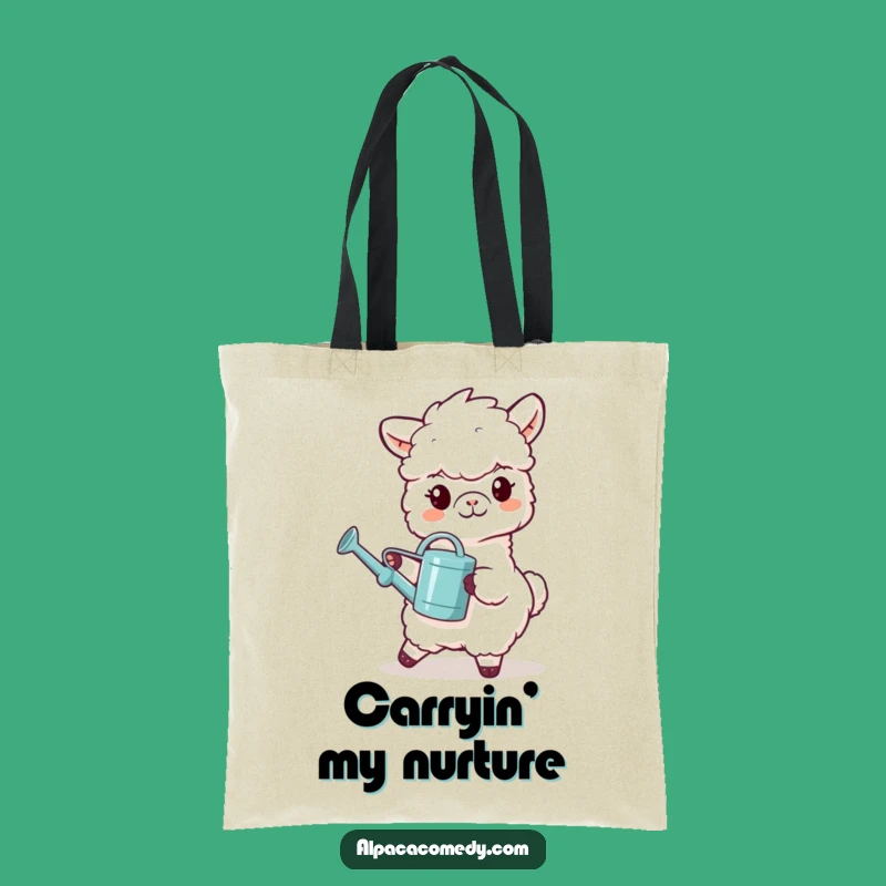 Funny Watering Alpaca Tote Bag - Helpful Llama Carryall