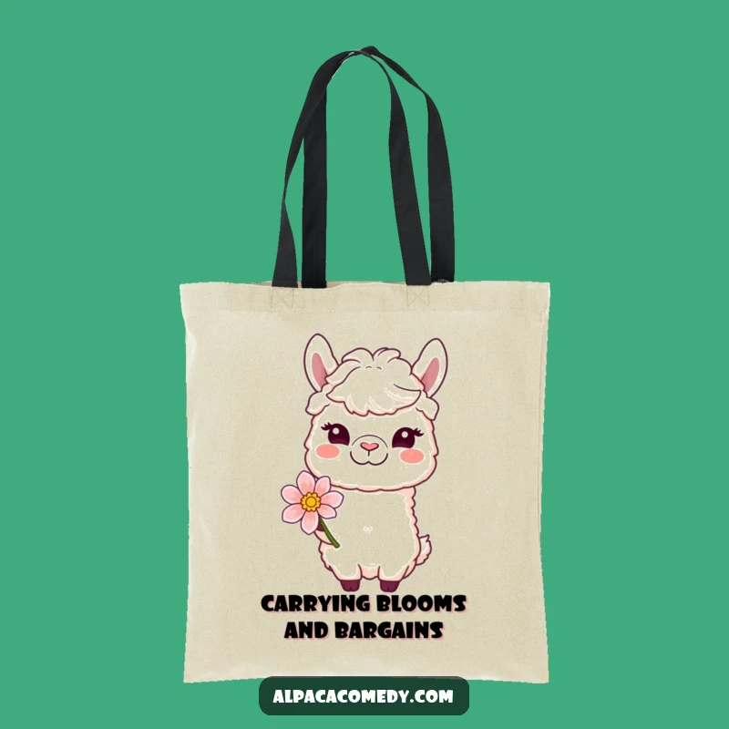 Funny Winking Alpaca Tote Bag: Gentle Character, Offering Bloom, Practical Gift