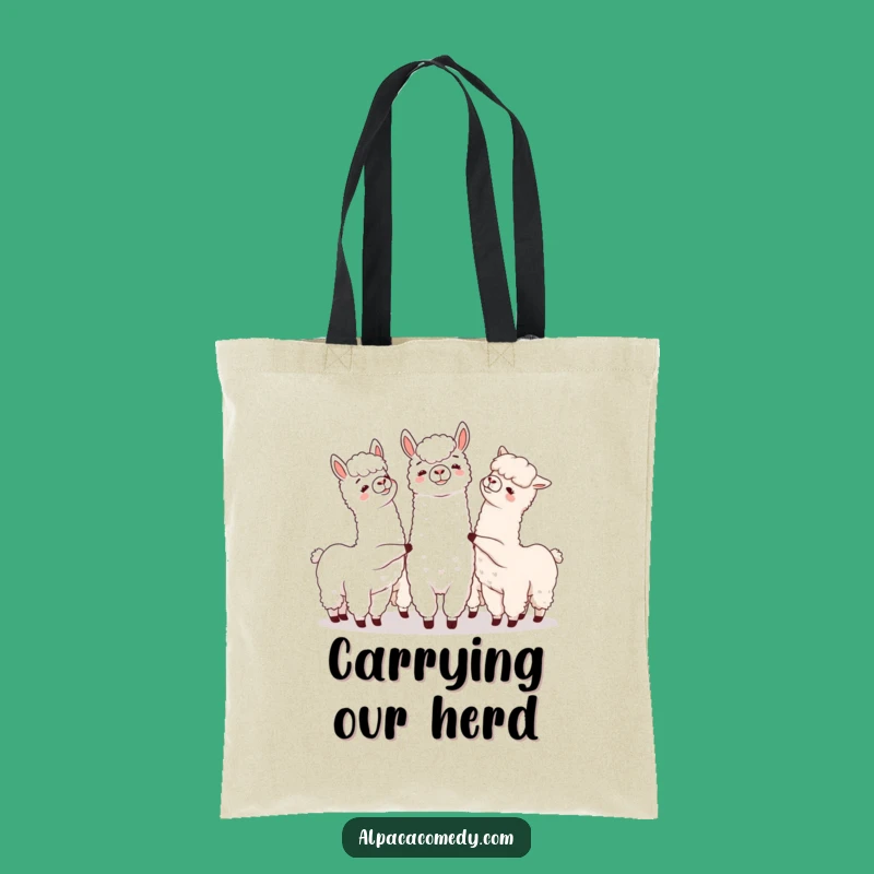 Funny Alpaca Nudge Tote Bag, Playful Group Alpaca Gift