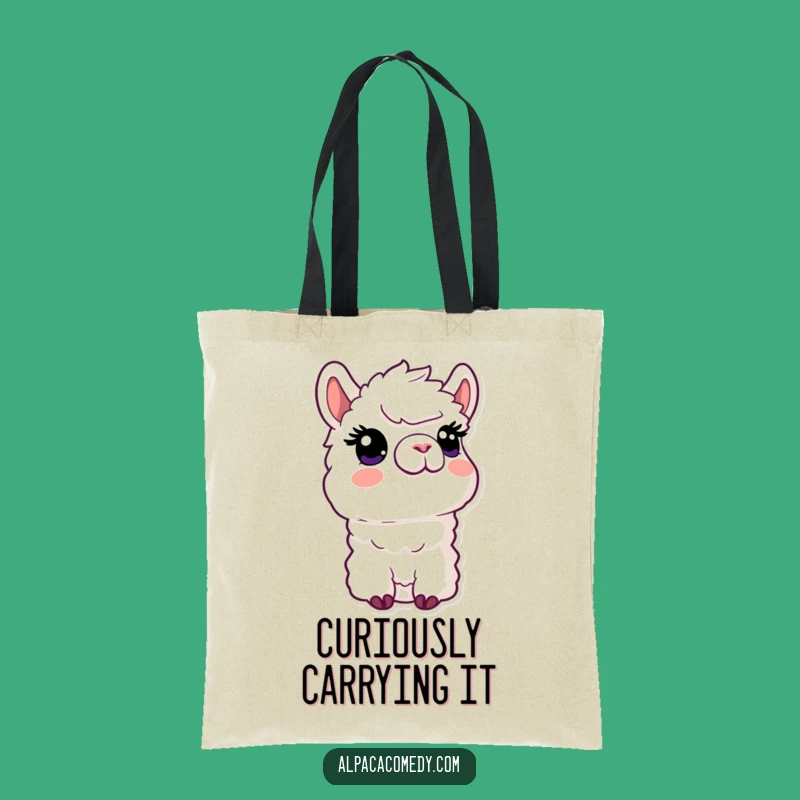 Funny Kawaii Alpaca Tote Bag, Curious Expression Bag, Cute & Funny Gift for Shoppers