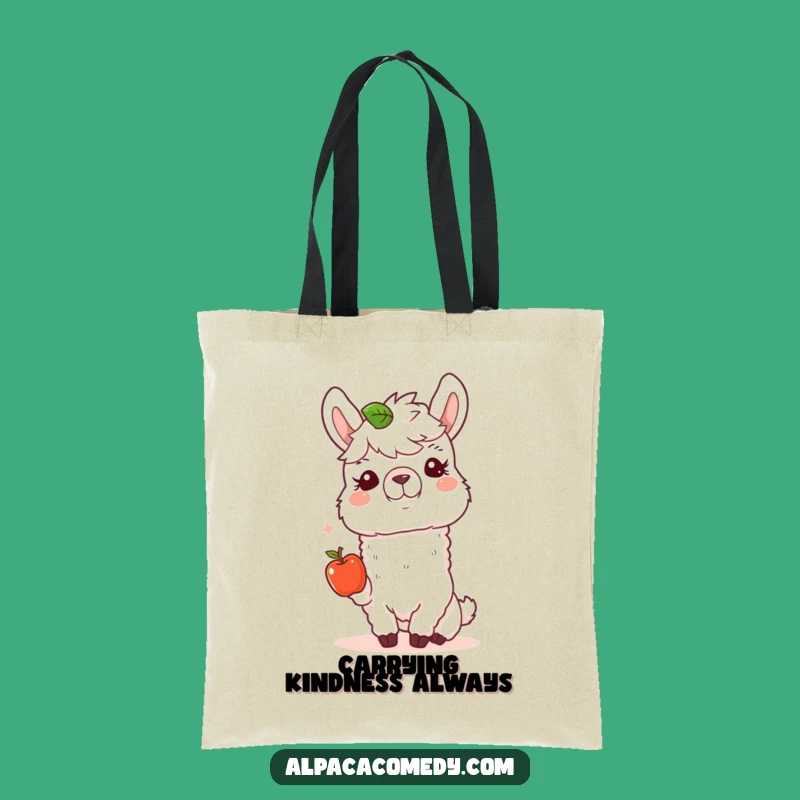 Funny Alpaca Kindness Tote Bag - Carry Good Vibes with Apple Gift