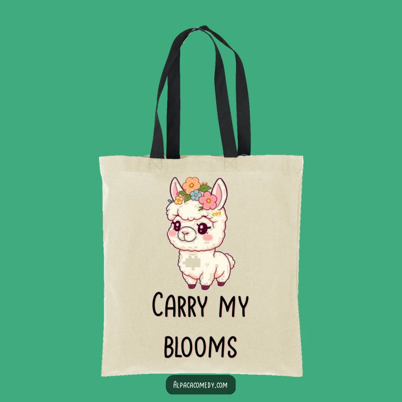 Funny Flower Crown Alpaca Tote Bag: Cute Carryall, Ideal Funny Gift
