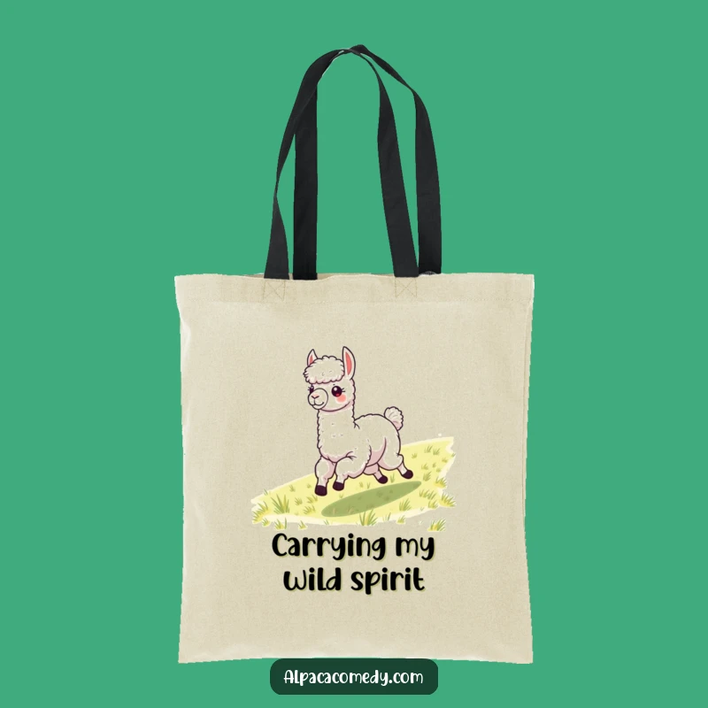 Funny Galloping Alpaca Tote Bag - Windblown Fleece Carry-All Purse