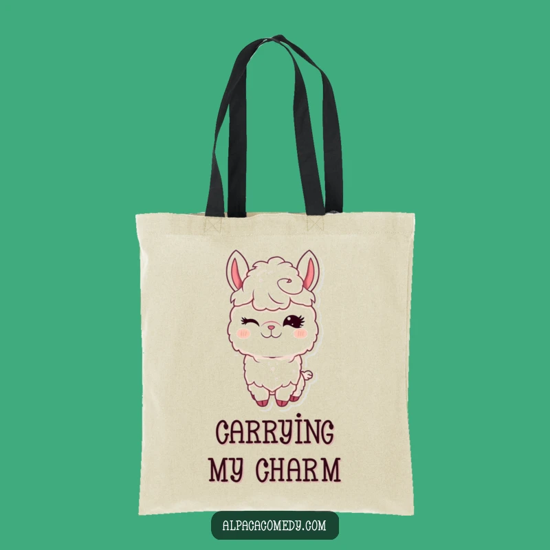 Funny Kawaii Alpaca Tote Bag, Winking Charm Bag, Cute & Funny Gift for Shoppers