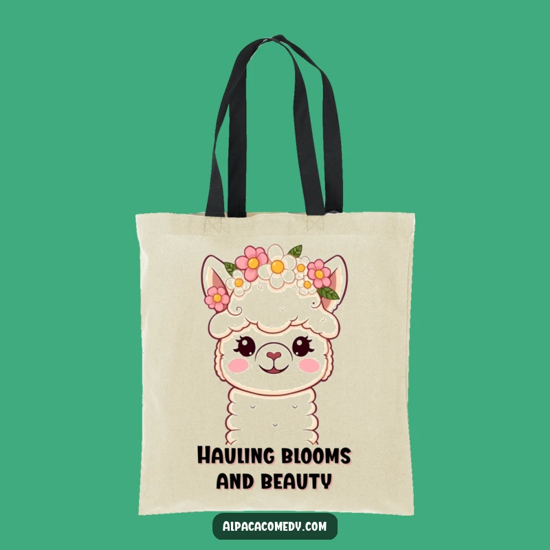 Funny Kawaii Alpaca Flower Crown Tote Bag: Carry Your Calm!