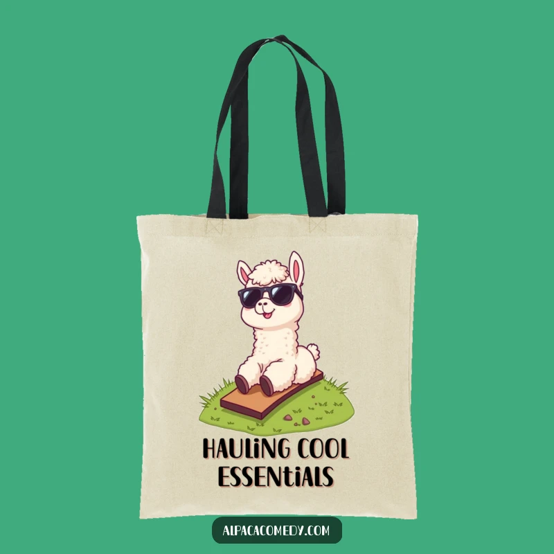 Funny Alpaca Sunglasses Tote Bag, Cool Hill Sliding Alpaca Gift