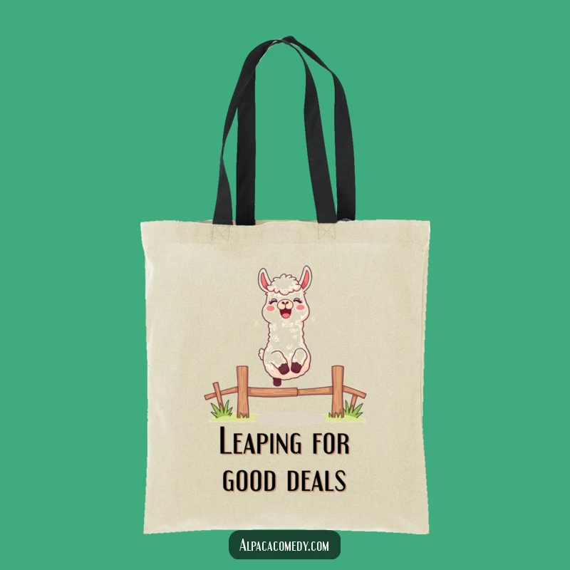 Funny Leaping Alpaca Tote Bag: Excited Character, Cheerful Bleat, Practical Gift
